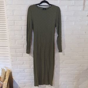 Elegant Long Sleeve Olive Dress